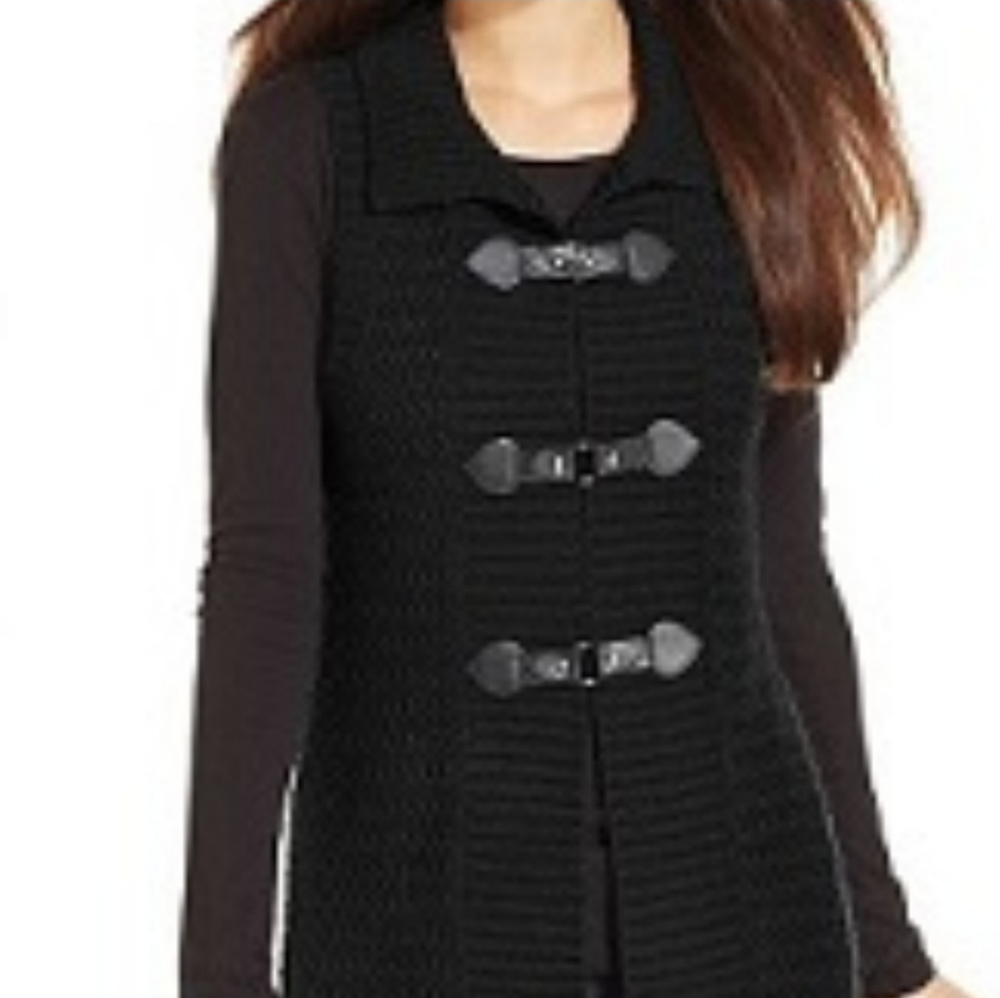 Style & Co. Black Knit Toggle-Front Vest